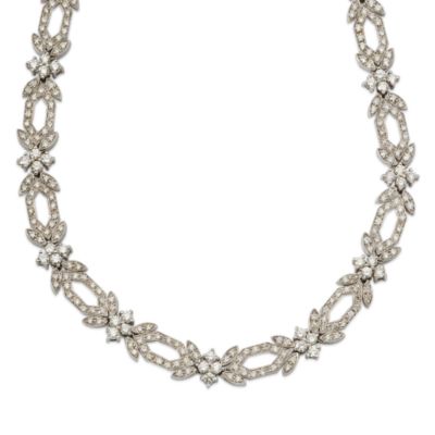 C. 1990 Vintage 12.00 ct. t.w. Round Brilliant Cut Diamond Necklace In 18kt White Gold. 16" &mdash; Alt Image 1