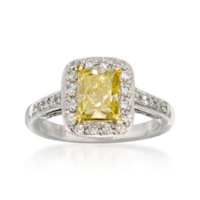 1.57 Carat Fancy Light Yellow Diamond Ring With .71 ct. t.w. Diamonds in Platinum &mdash; Alt Image 1