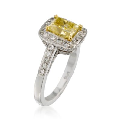 1.57 Carat Fancy Light Yellow Diamond Ring With .71 ct. t.w. Diamonds in Platinum &mdash; Alt Image 3
