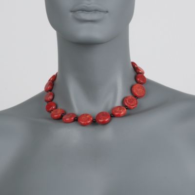 Red Coral and Black Agate Necklace in Sterling Silver &mdash; Alt Image 2