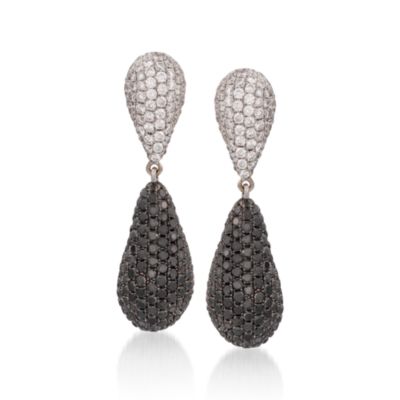 8.57 ct. t.w. Black and White Diamond Earrings in 18kt White Gold &mdash; Alt Image 1