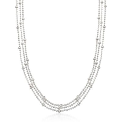 Italian Sterling Silver Three-Strand Bead Necklace &mdash; Alt Image 1