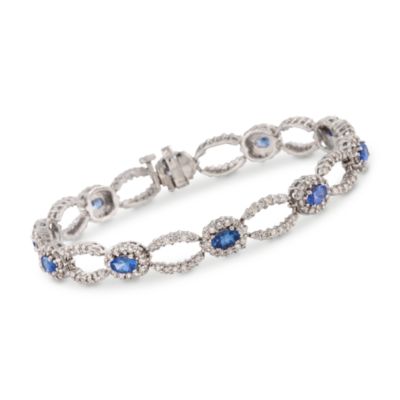 3.00 ct. t.w. Tanzanite and 3.18 ct. t.w. Diamond Bracelet in 14kt White Gold. 7" &mdash; Alt Image 1