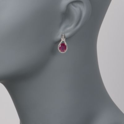 5.20 ct. t.w. Ruby Earrings With Diamonds In 14kt Yellow Gold &mdash; Alt Image 2