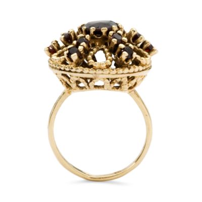 C. 1970 Vintage 2.20 ct. t.w. Garnet Cluster Floral Ring In 14kt Yellow Gold. Size 6 &mdash; Alt Image 3
