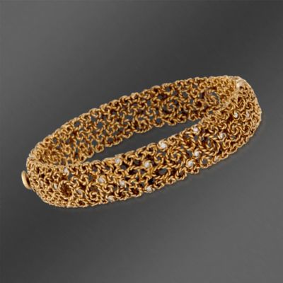 Roberto Coin "Mauresque" .35 ct. t.w. Diamond Bangle Bracelet in 18kt Yellow Gold. 7" &mdash; Alt Image 1