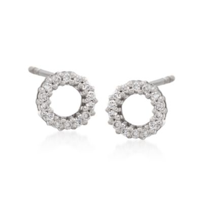 Roberto Coin .13 ct. t.w. Diamond Circle Earrings With Ruby in 18kt White Gold &mdash; Alt Image 1