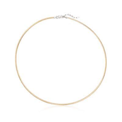 Italian 14kt Yellow Gold and Sterling Silver Reversible 2mm Omega Necklace &mdash; Alt Image 1