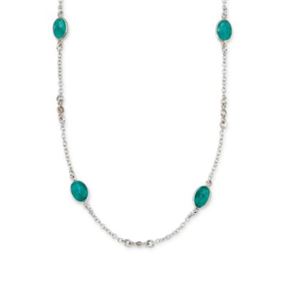 4.20 ct. t.w. Emerald Station Necklace With Diamond In Sterling Silver &mdash; Alt Image 1