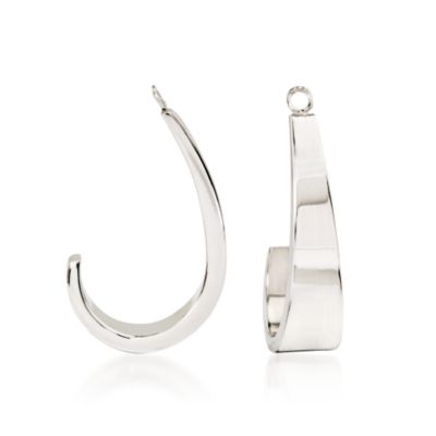 14kt White Gold J-Hoop Earring Jackets &mdash; Alt Image 1