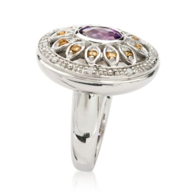 1.00 Amethyst Ring With .25 ct. t.w. Citrines In 14kt White Gold &mdash; Alt Image 2