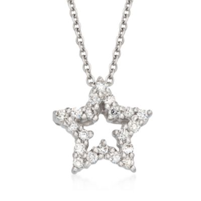 Roberto Coin .10 ct. t.w. Tiny Treasure "Star" Diamond Necklace in 18kt White Gold. 18" &mdash; Alt Image 1