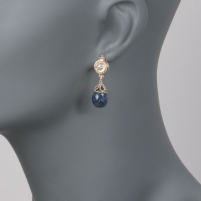 25.00 ct. t.w. Sapphire Earrings With Diamond Accent In 14kt Yellow Gold   &mdash; Alt Image 2