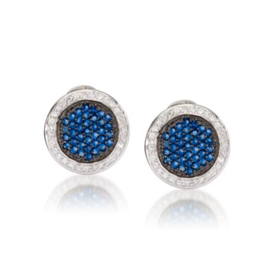 1.10 ct. t.w. Blue CZ Earrings With CZ Frame In Sterling Silver &mdash; Alt Image 1