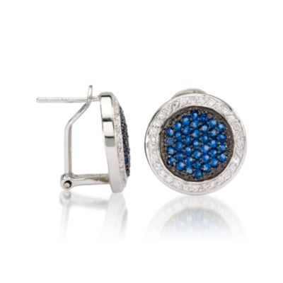 1.10 ct. t.w. Blue CZ Earrings With CZ Frame In Sterling Silver &mdash; Alt Image 2