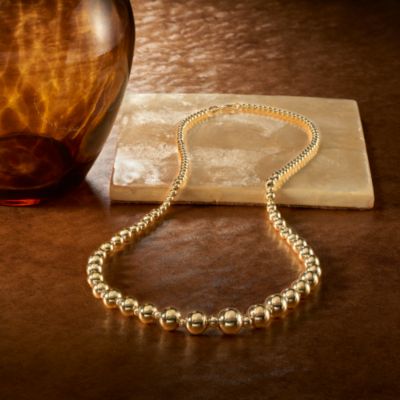 14kt Yellow Gold Graduated 2.5-9mm Bead Necklace. 17" &mdash; Alt Image 2