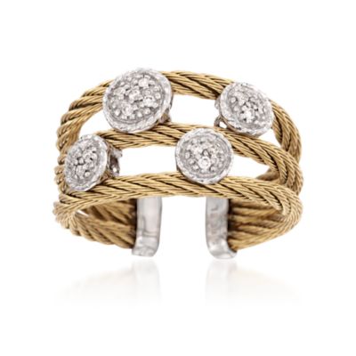 Charriol "Classique" Diamond Accent Ring in Stainless and 18kt White Gold. Size 6.5 &mdash; Alt Image 1