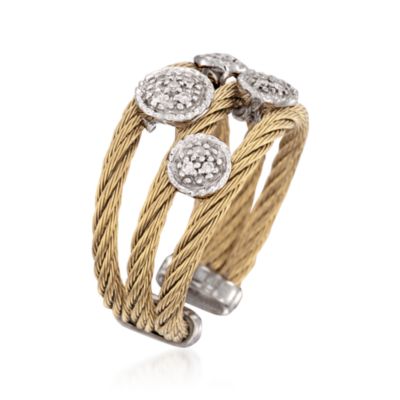 Charriol "Classique" Diamond Accent Ring in Stainless and 18kt White Gold. Size 6.5 &mdash; Alt Image 3