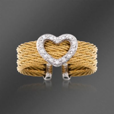 Charriol 'Classique' Diamond Accent Heart Top Ring In 18kt White Gold and Stainless. Size 6.5 &mdash; Alt Image 1