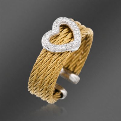 Charriol 'Classique' Diamond Accent Heart Top Ring In 18kt White Gold and Stainless. Size 6.5 &mdash; Alt Image 2