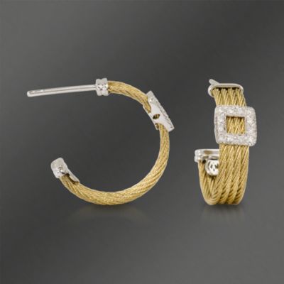 Charriol .12 ct. t.w. "Classique" Diamond Earrings in Stainless and 18kt White Gold &mdash; Alt Image 1