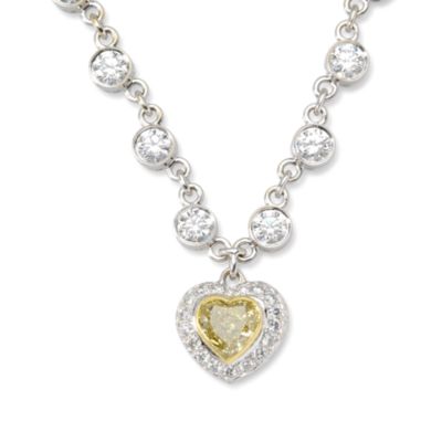 C. 1990 Vintage 1.65 Carat Yellow Diamond Necklace With 9.00 ct. t.w. Diamonds In 18kt White Gold. 14.5" &mdash; Alt Image 1
