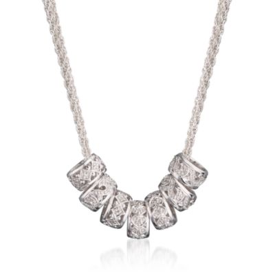 .15 ct. t.w. Diamond Barrel Bead Necklace in Sterling Silver &mdash; Alt Image 1