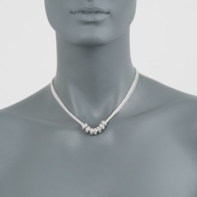 .15 ct. t.w. Diamond Barrel Bead Necklace in Sterling Silver &mdash; Alt Image 2