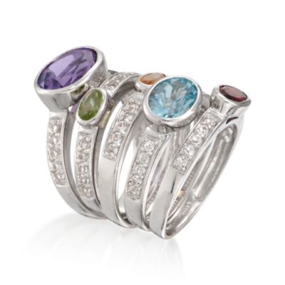 4.75 ct. t.w. Set of Five Multi-Gem Rings in Sterling Silver &mdash; Alt Image 2