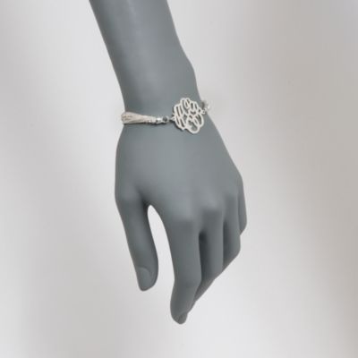 Sterling Silver Multi-Strand Bracelet With Script Monogram Center. 7.5" &mdash; Alt Image 2