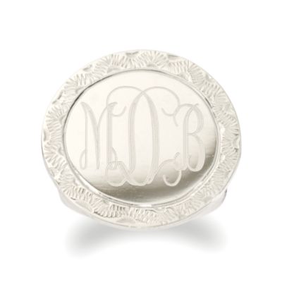 Sterling Silver Script Monogram Disc Ring &mdash; Alt Image 1