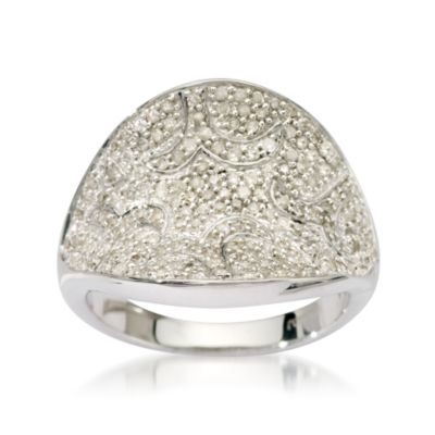 .65 ct. t.w. Concave Pave Diamond Ring In Sterling Silver. Size 5 &mdash; Alt Image 1