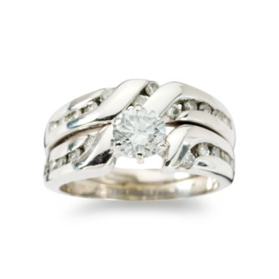C. 1990 Vintage 1.00 ct. t.w. Diamond Wedding Ring Set in 14kt White Gold. Size 5 &mdash; Alt Image 1