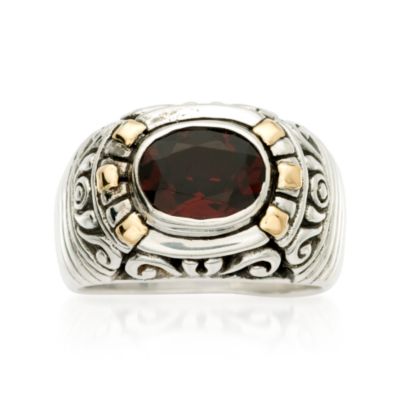 2.80 Carat Garnet Ring In Sterling Silver and 18kt Yellow Gold &mdash; Alt Image 1