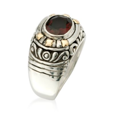 2.80 Carat Garnet Ring In Sterling Silver and 18kt Yellow Gold &mdash; Alt Image 2