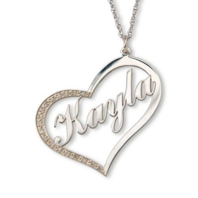 .10 ct. t.w. Diamond Nameplate Heart Necklace in Sterling Silver &mdash; Alt Image 1