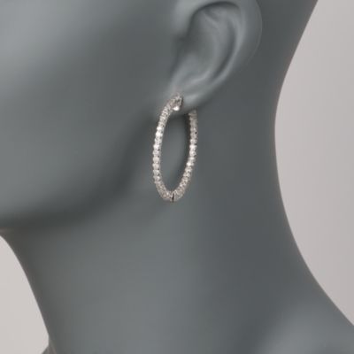 4.00 ct. t.w. Diamond In-And-Out Hoop Earrings in 14kt White Gold  &mdash; Alt Image 2