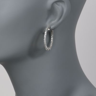 3.00 ct. t.w. Diamond In-And-Out Hoop Earrings in 14kt White Gold &mdash; Alt Image 2