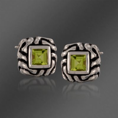 Zina Sterling Silver "Swirl" 1.10 ct. t.w. Peridot Square Earrings &mdash; Alt Image 1