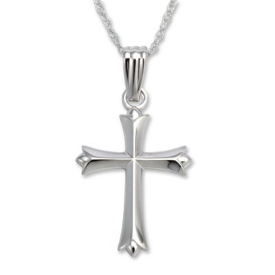 Child's 14kt White Gold Cross Necklace. 15" &mdash; Alt Image 1