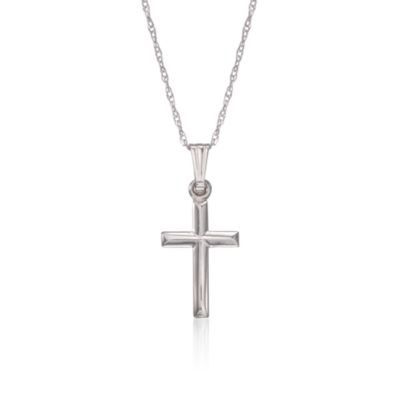 Child's 14kt White Gold Cross Necklace. 15" &mdash; Alt Image 1