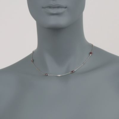 4.20 ct. t.w. Ruby Station Necklace With Diamond In Sterling Silver &mdash; Alt Image 2