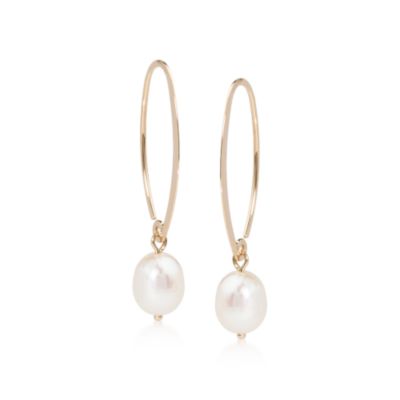 Pearl Drop Earrings in 14kt Yellow Gold &mdash; Alt Image 1