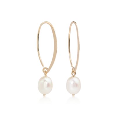 Pearl Drop Earrings in 14kt Yellow Gold &mdash; Alt Image 3