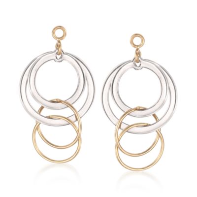 14kt Yellow Gold and Sterling Silver Circle Drop Earring Jackets &mdash; Alt Image 1