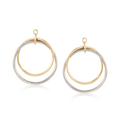 14kt Yellow Gold and Sterling Silver Double Circle Earring Jackets &mdash; Alt Image 1