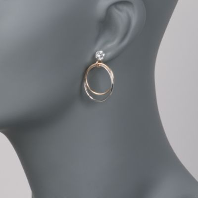 14kt Yellow Gold and Sterling Silver Double Circle Earring Jackets &mdash; Alt Image 2