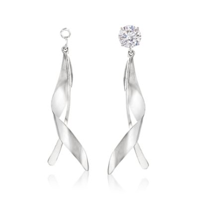 Twisted Leaf Drop Earring Jackets in 14kt White Gold &mdash; Alt Image 1