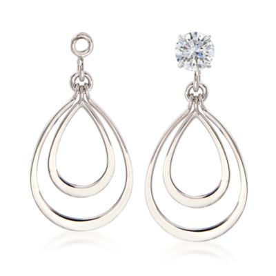 14kt White Gold Double Open Drop Earring Jackets &mdash; Alt Image 1