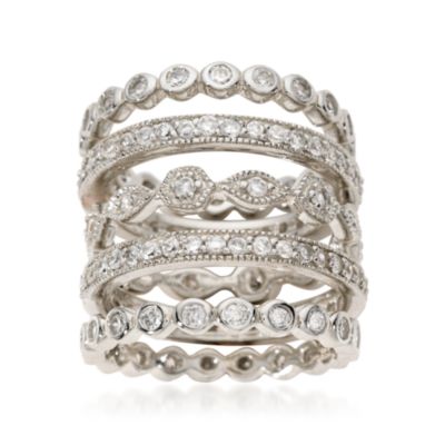 Set of Five 2.80 ct. t.w. CZ Eternity Bands in Sterling Silver &mdash; Alt Image 1